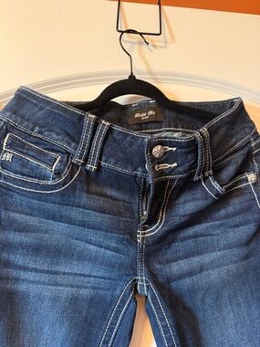 Miss Me Women's Dark Indigo Skinny Jeans with Contrast Stitching